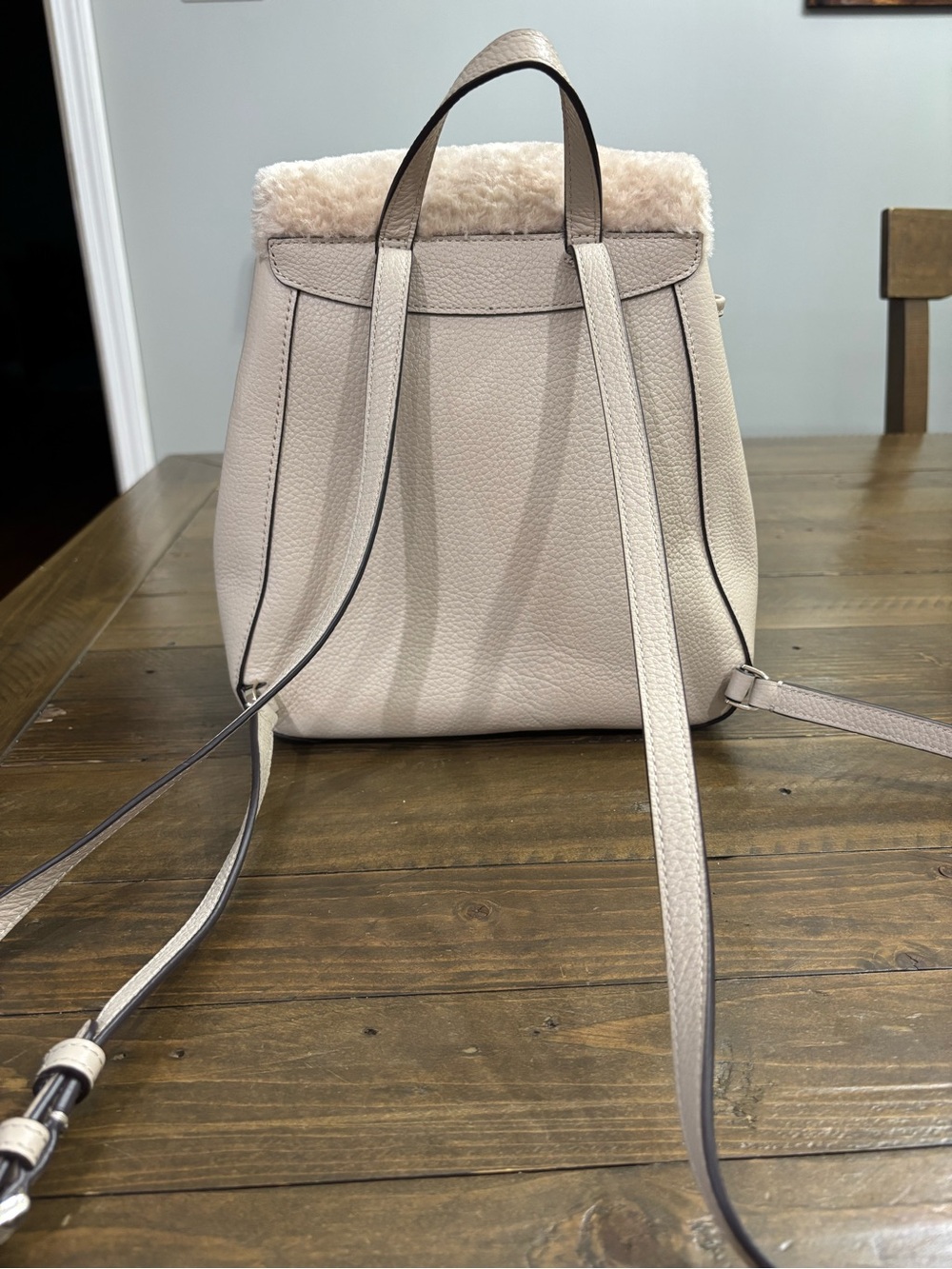 Kate Spade Leila Medium Flap Backpack with Faux Shearling Trim - Picture 2 of 12